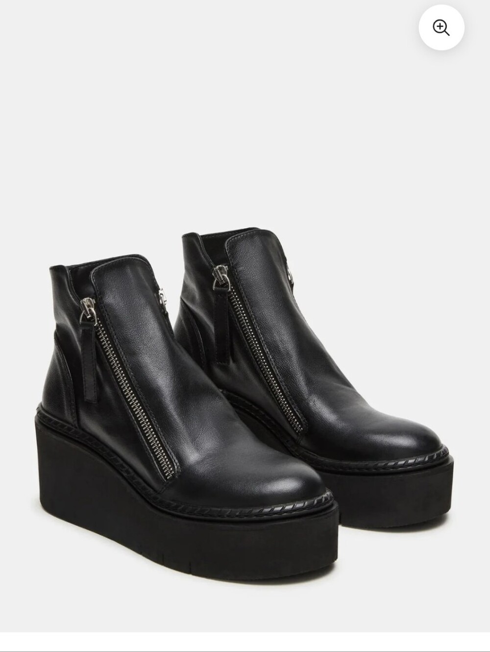Steve Madden Black Leather Platform Zip Ankle Boots